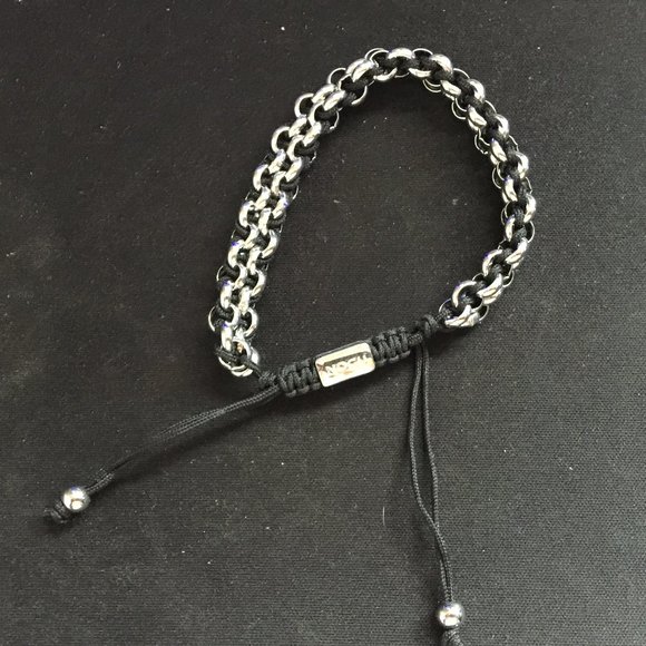 NOGU Chain Link Adjustable Silver Black Bracelet 3/8" - Picture 4 of 4
